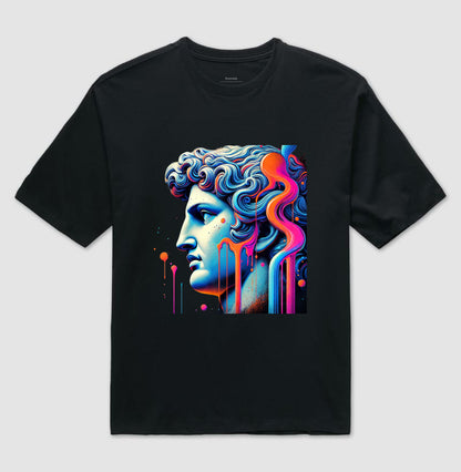 Deusa Neoclássica em Cores Vibrantes - Camiseta Oversized